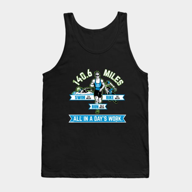 “All In A Days Work” – Long Distance Triathlon Cotton T-Shirt Tank Top by aircrewsupplyco